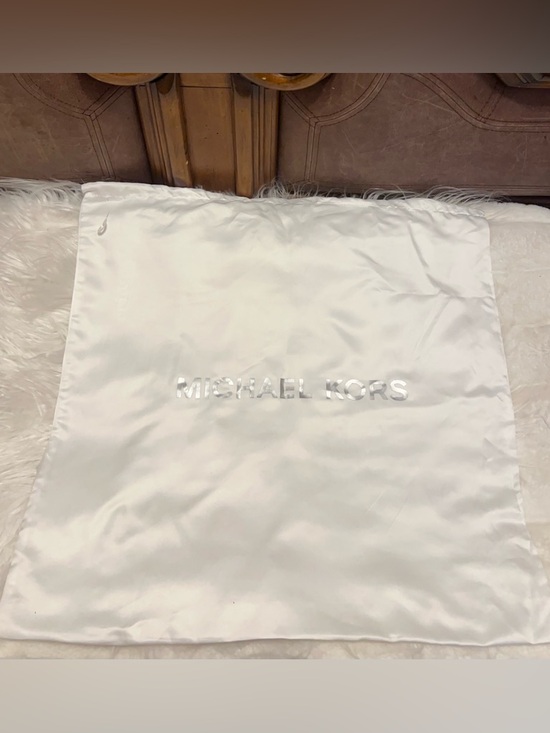 Michael Kors Handbags - Michael Kors Silver Logo White Satin Dust bag 21x21